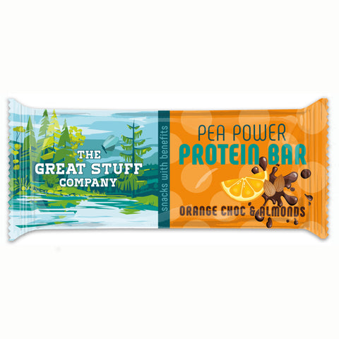 Pea Power Protein Bar - Orange Choc with Almonds with protein crispies - 12 bars