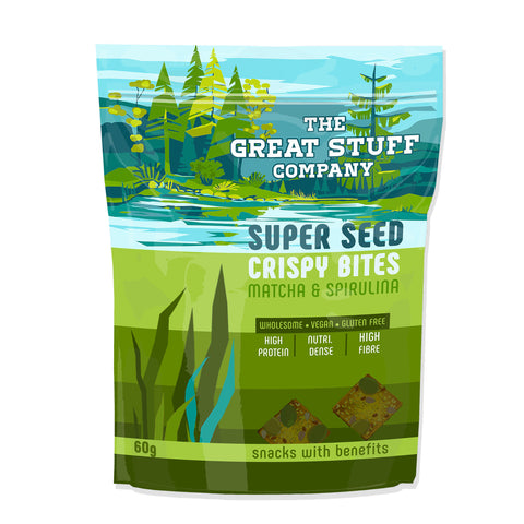 Super Seed Crispy Bites with Matcha & Spirulina - Gluten Free